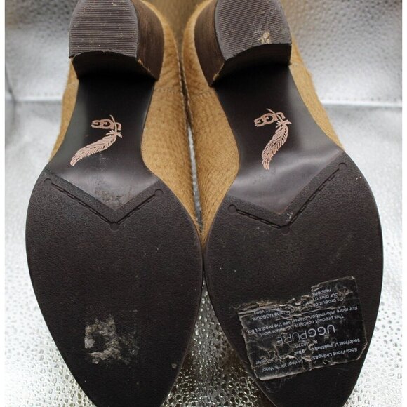 UGG 'Charlotte' Tan Calf Hair Snake Print Embossed Zip Ankle Boots Women's 6 - Picture 3 of 6